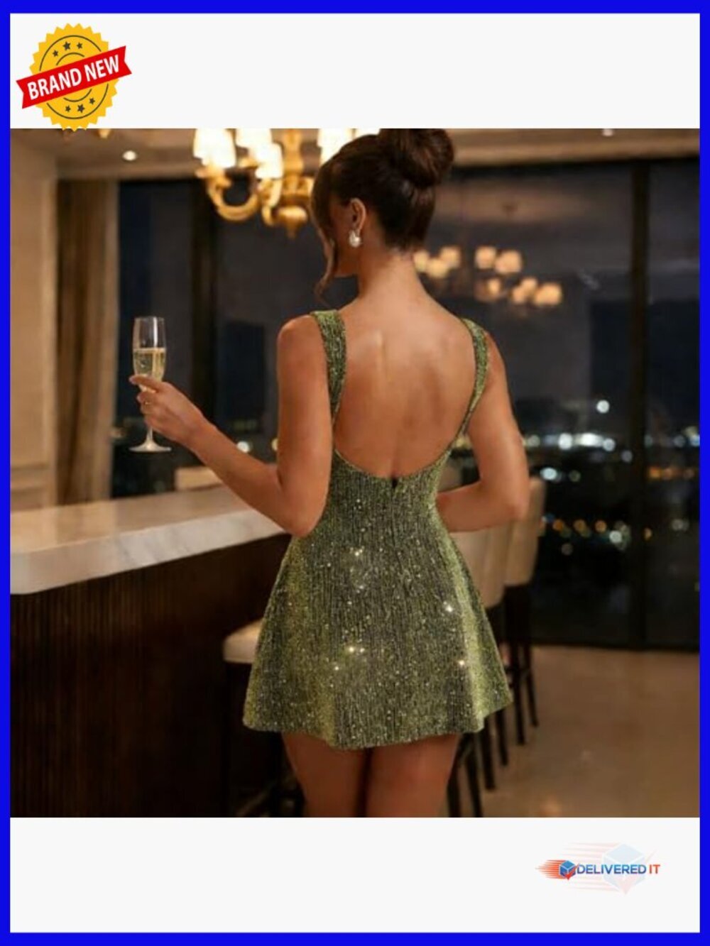 Sleeveless Backless Mini Dress Slim Fit Polyester Spandex Party Night Out - Picture 3 of 7